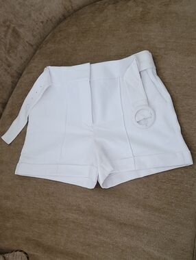 Express High-Waist White Belted Women’s Shorts